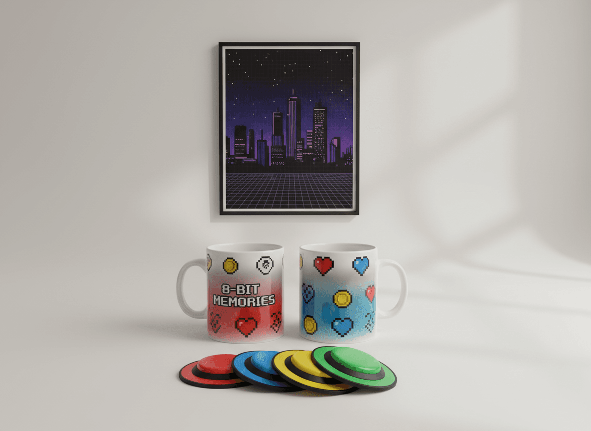 Retro Arcade Mug & Coaster Set
